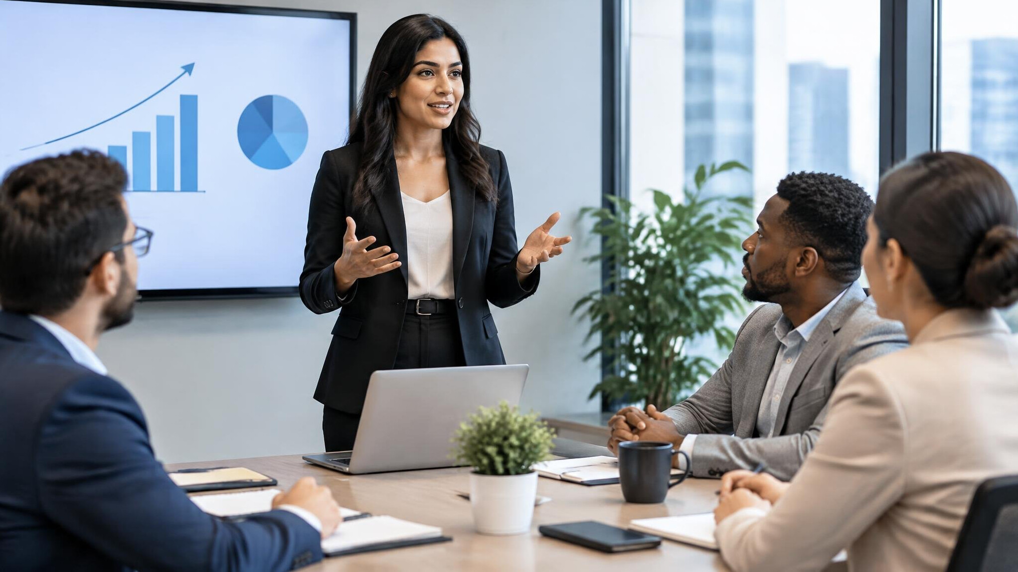 business professional giving presentation