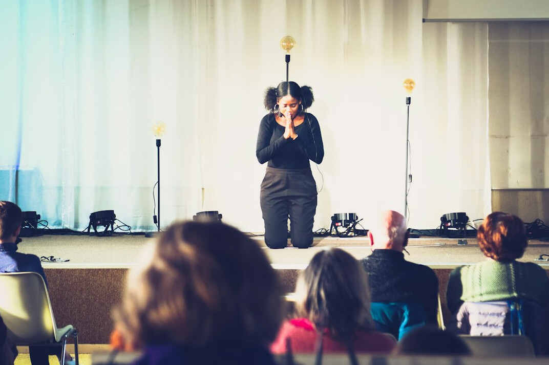confident person speaking