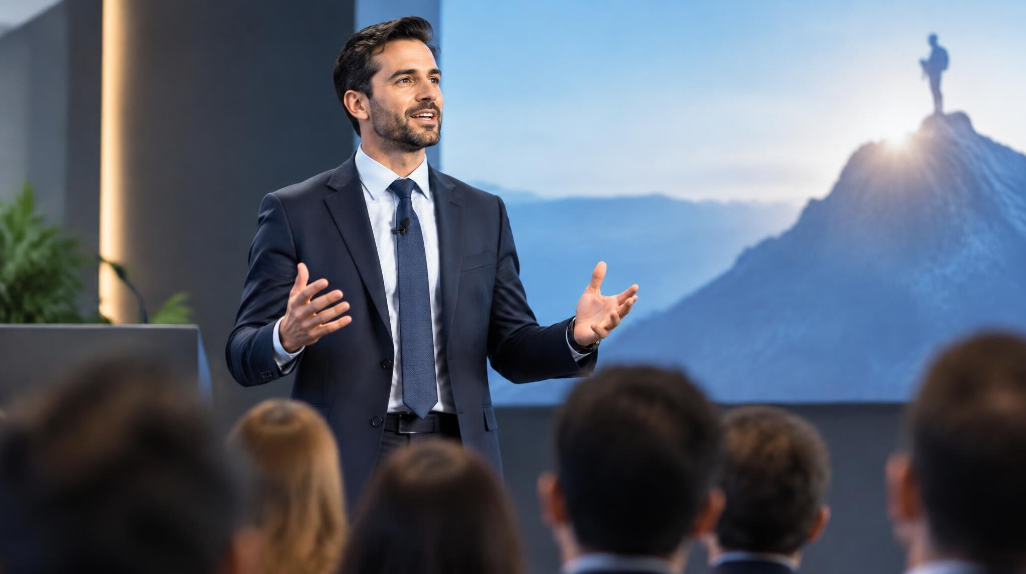 inspiring leader addressing audience